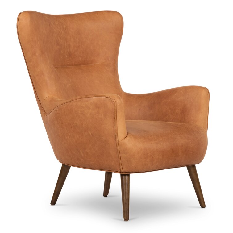 Leather wingback best sale chair modern